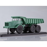 1:43 Масштабная модель МАЗ-530 карьерный самосвал (40 тонн), зелёный (металл. кабина, кузов, рама)
