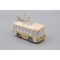 Ёлочная игрушка "Троллейбус - Ленинград" с зелёной полосой