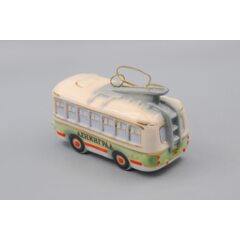 Ёлочная игрушка "Троллейбус - Ленинград" с зелёной полосой