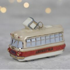 Елочная игрушка "Трамвай - Ленинград" с красной полосой