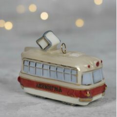 Елочная игрушка "Трамвай - Ленинград" с красной полосой