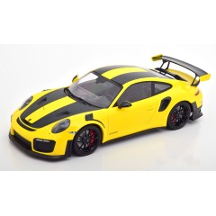 1:18 Масштабная модель Porsche 911 (991.2) GT2RS Weissach Package - 2018 (yellow, black wheels)