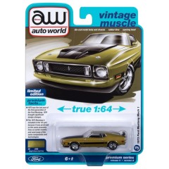 1:64 Масштабная модель Auto World 1973 Ford Mustang Mach 1 Bright Green Gold Metallic