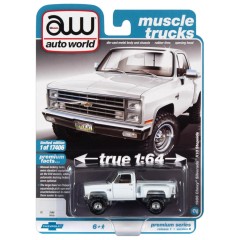 1:64 Масштабная модель Auto World Premium 1986 Chevrolet Silverado K10 Stepside Pickup Truck Whit