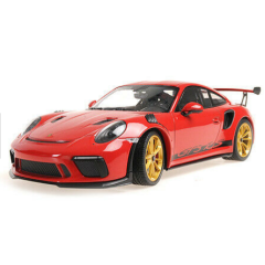 1:18 Масштабная модель Porsche GT3RS (991.2) - 2019 (red, golden wheels)