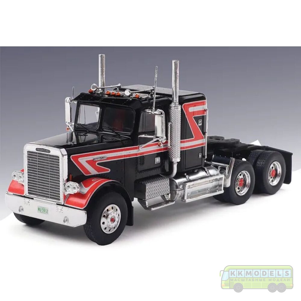 1:43 Масштабная модель седельный тягач FREIGHTLINER FLC 120 64 T со спальником 1977 Black/Red