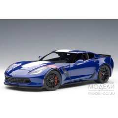 1:18 Масштабная модель Chevrolet Corvette C7 Grand Sport - 2017 (blue / white stripes)