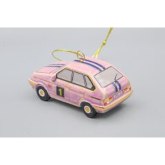 Ёлочная игрушка "Девятка" спортивная сиреневая с синими полосами