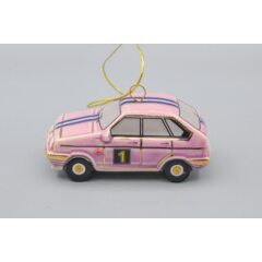 Ёлочная игрушка "Девятка" спортивная сиреневая с синими полосами