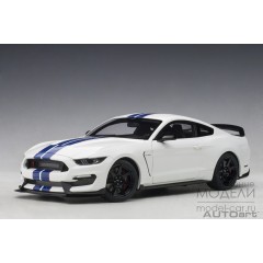 1:18 Масштабная модель Ford Shelby Mustang GT350R - 2017 (white, blue stripes)