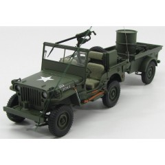 1:18 Масштабная модель Jeep Willys MB USA Army 1941 With trailer and accessories