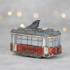Елочная игрушка "Ретро Трамвай - Ленинград" красный