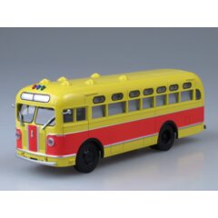 1:43 Масштабная модель Автобус ЗИС-155 красно-жёлтый, со шторками