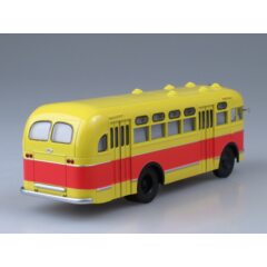1:43 Масштабная модель Автобус ЗИС-155 красно-жёлтый, со шторками