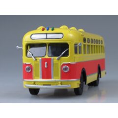 1:43 Масштабная модель Автобус ЗИС-155 красно-жёлтый, со шторками