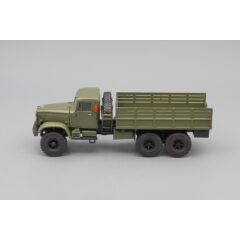 1:43 Масштабная модель КРАЗ 214Б бортовой с тентом, зеленый / зеленый тент