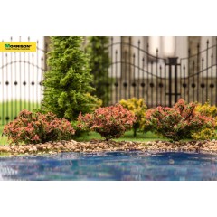 Красные кусты для макетов. Набор 3 штуки. Высота 2-3 см.