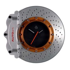 Racing Brake Disc Clock (настенные часы) Silver Caliper / Gold Centre