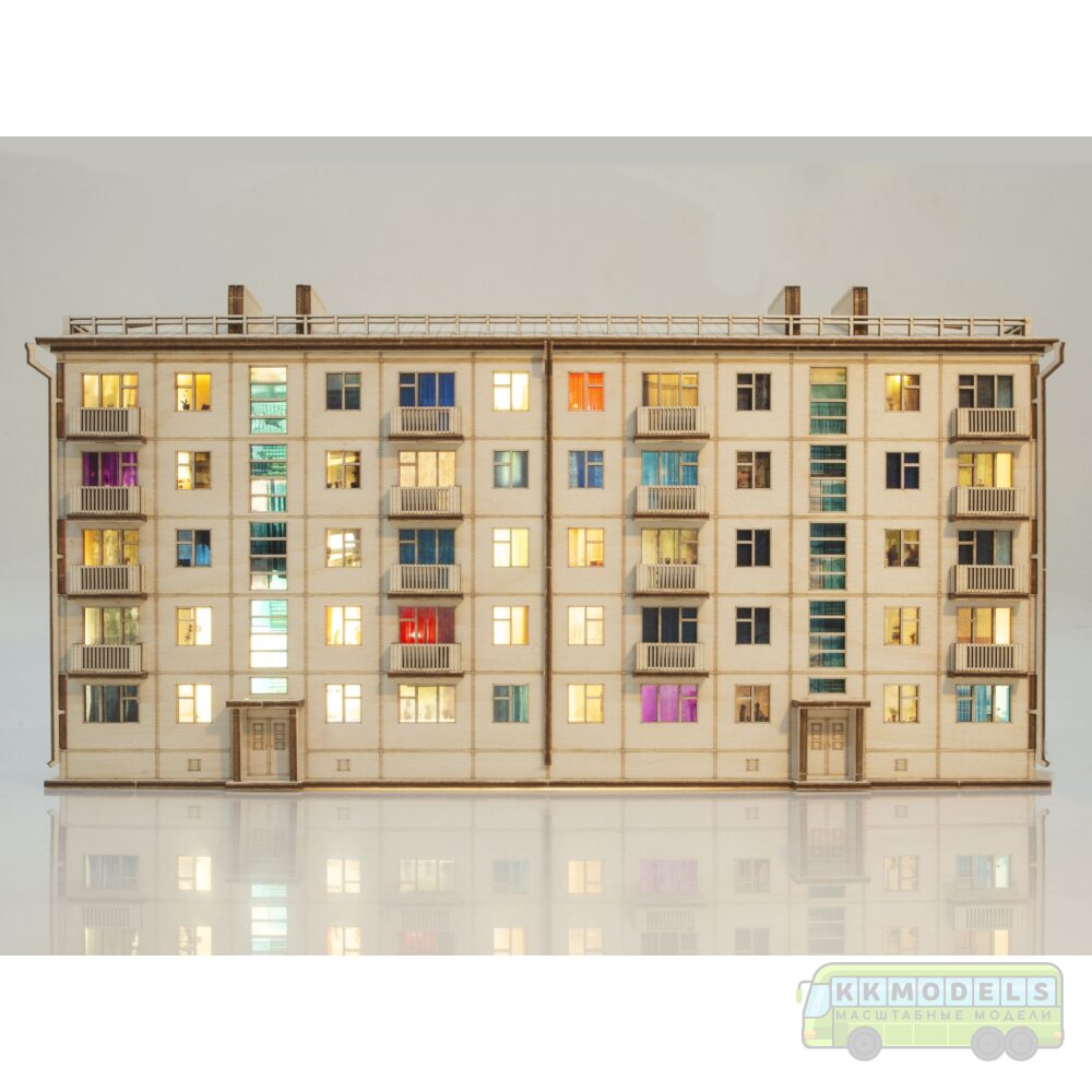 1:87 Сборная модель Хрущёвка пятиэтажный дом