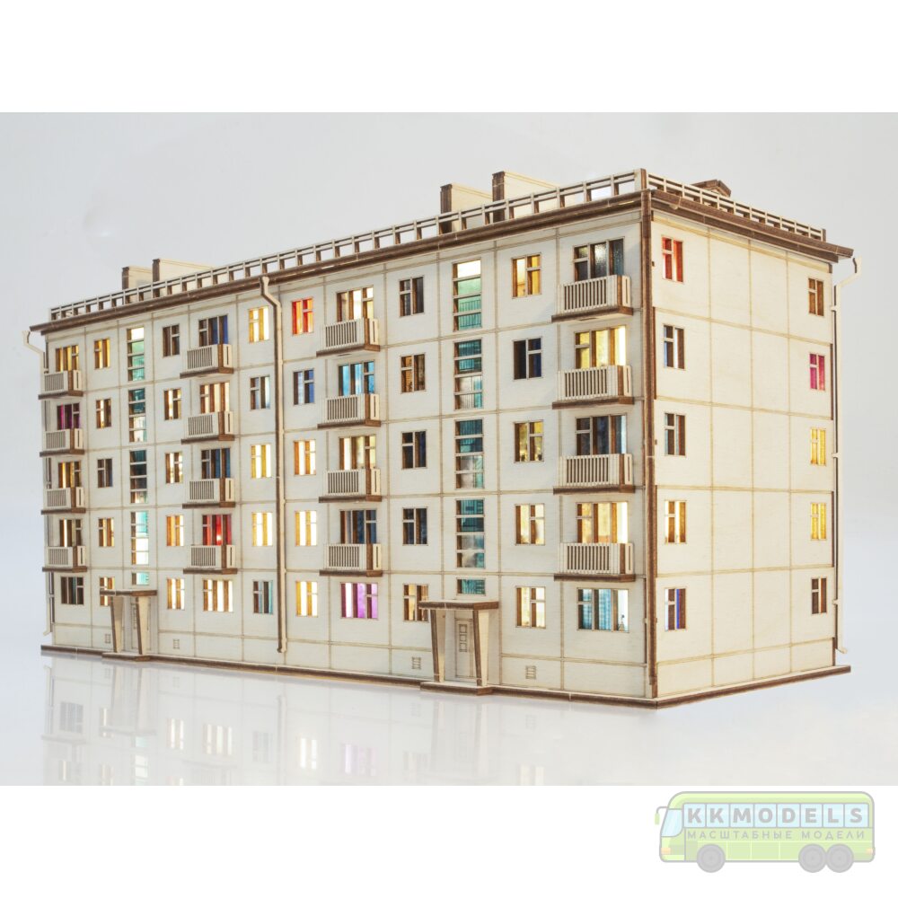 1:87 Сборная модель Хрущёвка пятиэтажный дом
