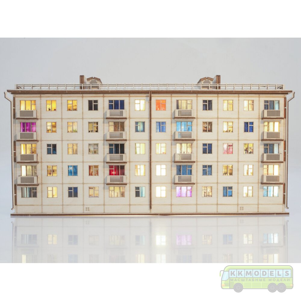1:87 Сборная модель Хрущёвка пятиэтажный дом