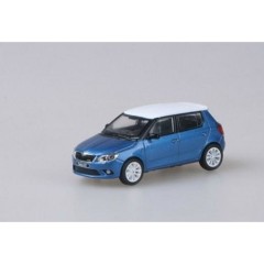1:43 Масштабная модель Skoda Fabia II RS 2011 Blue Race Metallic with white roof+white wheels