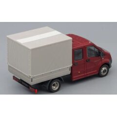 1:43 Масштабная модель ГАЗель NEXT A22R23 бортовой c тентом, бордовый / серый