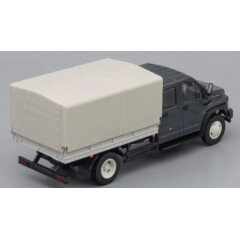 1:43 Масштабная модель ГАЗон C42R31 бортовой (с тентом), тёмно-серый / серый