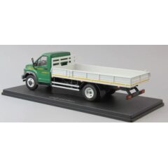 1:43 Масштабная модель ГАЗон C41R31 бортовой с тентом, зеленый / серый