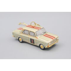 Ёлочная игрушка "Москвич 412" спортивный оливковый с красными полосами