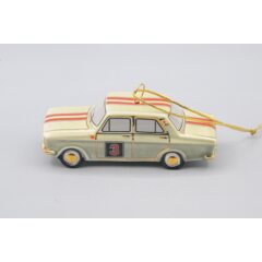 Ёлочная игрушка "Москвич 412" спортивный оливковый с красными полосами