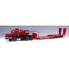 1:43 Масштабная модель BERLIET TB 015 M3 6x4 с прицепом-тяжеловозом 1960 Red