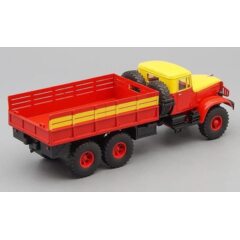 1:43 Масштабная модель КРАЗ-214Б бортовой Аварийный (1963-1967), красный с жёлтым