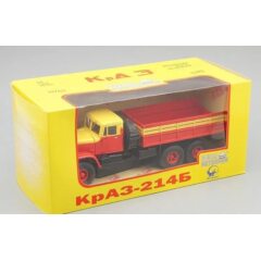 1:43 Масштабная модель КРАЗ-214Б бортовой Аварийный (1963-1967), красный с жёлтым