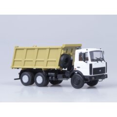 1:43 Масштабная модель МАЗ-5516 самосвал (белый/желтый) /откидывающаяся кабина/