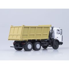 1:43 Масштабная модель МАЗ-5516 самосвал (белый/желтый) /откидывающаяся кабина/