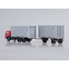 1:43 Масштабная модель КАМАЗ-53212 контейнеровоз с прицепом ГКБ-8350