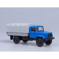 1:43 Масштабная модель 3308 4х4 (двигатель ЗМЗ-513) бортовой с тентом, (синий)