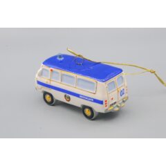 Ёлочная игрушка "Буханка "Милиция" белая с синей крышей