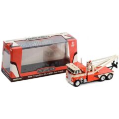 1:43 Масштабная модель эвакуатор FREIGHTLINER FLA 9664 1984 Orange/White/Brown