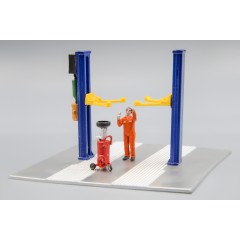 1:64 Масштабная модель Фигурки и автоподъёмник 2 Post Lift with Oil Drain Blue