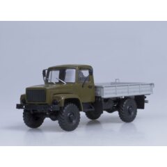 1:43 Масштабная модель 3308 4х4 (двигатель ЗМЗ-513) бортовой, (хаки), (светомаскировка на фарах)