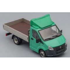 1:43 Масштабная модель ГАЗель NEXT A21R23 бортовой с тентом и обтекателем, зеленый / серый