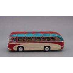 1:43 Масштабная модель Автобус ЛАЗ 695 пригородный Опытный (1956), красно-бежевый