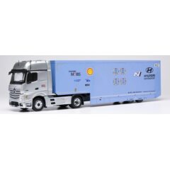 1:43 Масштабная модель MERCEDES BENZ Actros MP4 1851 BigSpace с полуприцепом "Hyundai Shell Mobis WRT" 2024