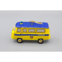 Ёлочная игрушка "Буханка "Милиция" жёлтая с тёмной крышей