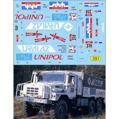 1:43 Декаль Уральский грузовик 43223С №318 ралли Париж Пекин 1992