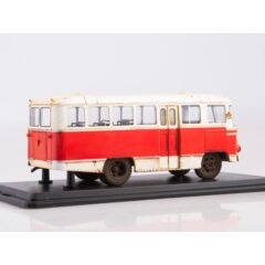 1:43 Масштабная модель Автобус КАГ-3 (бело-красный) со следами эксплуатации