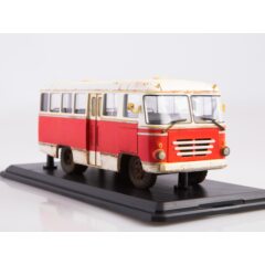 1:43 Масштабная модель Автобус КАГ-3 (бело-красный) со следами эксплуатации