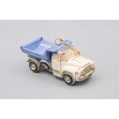 Ёлочная игрушка "Самосвал синий" с серой крышей